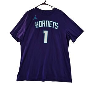 The Nike Tee Air Jordan NBA Hornets Ball 1 Tee Purple Size XL